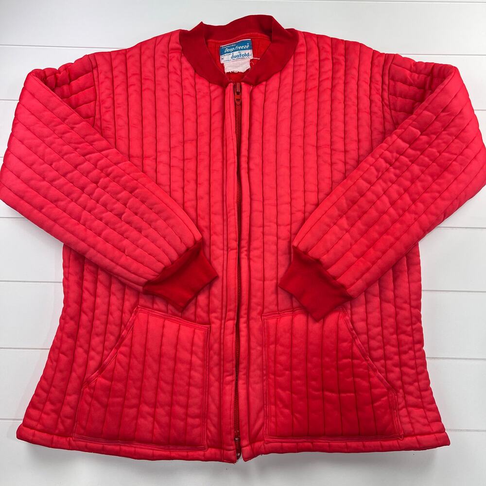 Duofold Operation Deep Freeze Vintage Red Ribbed Thermal Jacket Men's XL USA